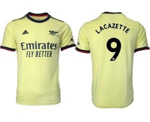 FC Arsenal Auswärts Fußball Trikot 2022 Gelb mit Aufdruck Lacazette 9