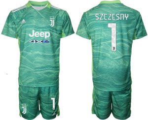 Herren TW-Trikot Juventus Turin Goalie Trikot Set 2022 Grün mit Aufdruck Szczesny 1