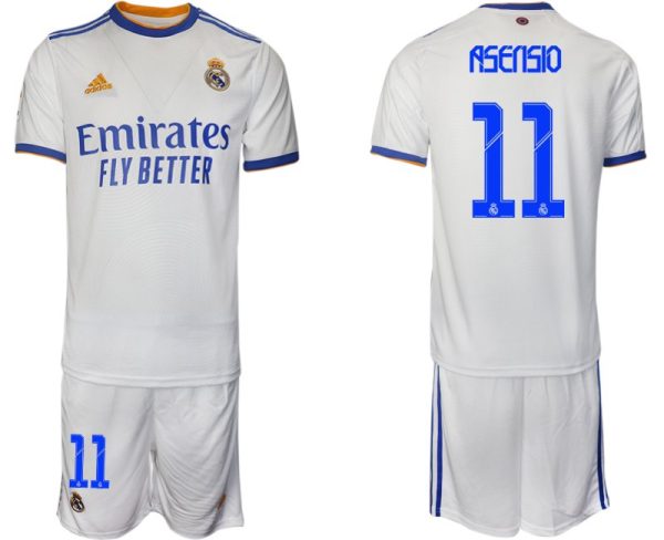 Real Madrid Heimtrikot 2022 weiß blau mit Aufdruck Asensio 11-1