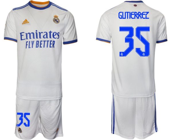 Real Madrid Heimtrikot 2022 weiß blau mit Aufdruck Gutierrez 35-1