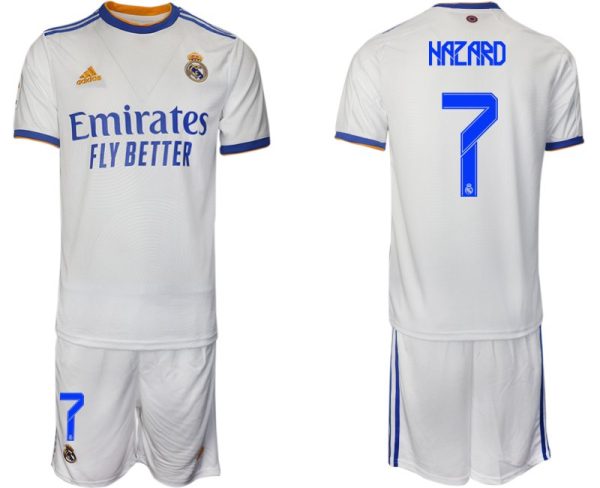Real Madrid Heimtrikot 2022 weiß blau mit Aufdruck Hazard 7-1