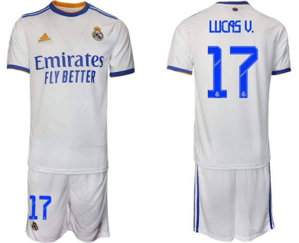Real Madrid Heimtrikot 2022 weiß blau mit Aufdruck Lucas V. 17-1