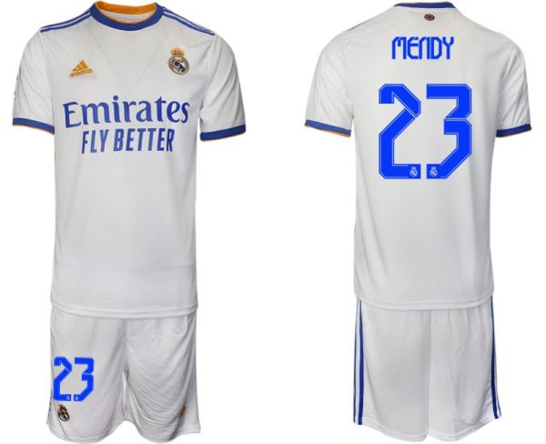 Real Madrid Heimtrikot 2022 weiß blau mit Aufdruck Mendy 23-1