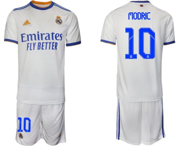 Real Madrid Heimtrikot 2022 weiß blau mit Aufdruck Modric 10-1