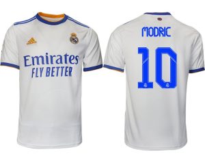 Real Madrid Heimtrikot 2022 weiß blau mit Aufdruck Modric 10