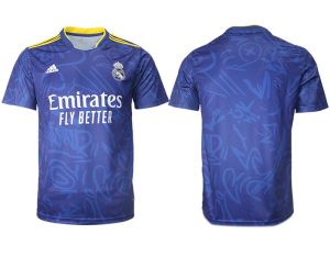 Real Madrid Herren Auswärtstrikot 2022 blau/weiß