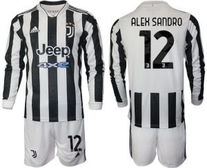 Alex Sandro 12# Juventus Turin Herren Heimtrikot 2022 Fußball Langarm + Kurze Hosen