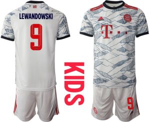 FC Bayern München Ausweichtrikot weiß 2022 für Kinder mit Aufdruck Lewandowski 9