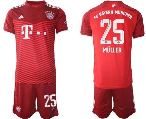 FC Bayern München Saison 2021/22 Heimtrikot rot mit Aufdruck Müller 25-1