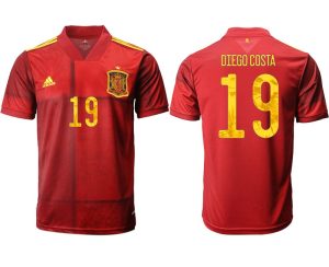 Günstige Fußballtrikots Spanien Trikot Home EM 2022 Rot mit Aufdruck DIEGO COSTA 19