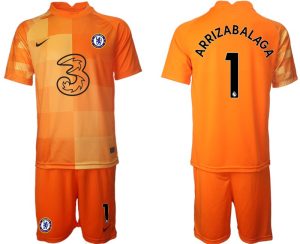 Herren Chelsea FC 2022 Torwarttrikot Set in orange mit Aufdruck Arrizabalaga 1