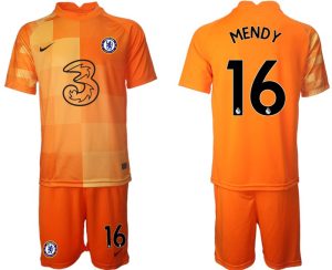 Herren Chelsea FC 2022 Torwarttrikot Set in orange mit Aufdruck Mendy 16