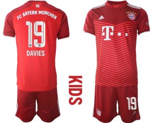 Kinder Trikotsatz FC Bayern München Heimtrikot rot 2022 mit Aufdruck Davies 19