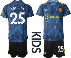 Manchester United Ausweichtrikot 2022 Kinder mit Aufdruck Sancho 25