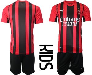 Personalisierte Fußball Trikot Kit Set AC Milan Shorts Kinder Anpassbarer Name und Nummer