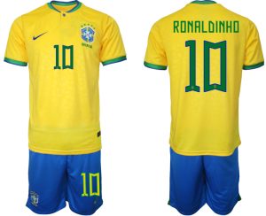 Ronaldinho 10 Brasilien Fussball Herren Heimtrikots 2022 in gelb
