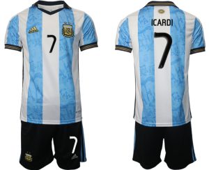 Argentinien World Cup Heimtrikot weiss blau WM-Trikot 2022 Günstige Trikotsatz ICARDI 7
