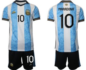 Argentinien World Cup Heimtrikots weiss blau WM-Trikot 2022 mit Aufdruck MARADONA 10