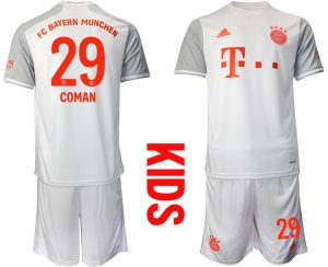 Bayern München 2020-2021 für Kinder Torwart-Auswärtstrikot Weiß Kurzarm Trikotsatz COMAN 29