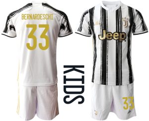 Günstige Fussballtrikot Juventus Turin 2020-2021 Auswärtstrikot weiß/schwarz Kinder BERNARDESCHI #33