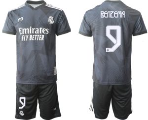 Herren Y-3 Real Madrid Viertes Fußballtrikot schwarz für die Saison 2021-2022 BENZEMA 9