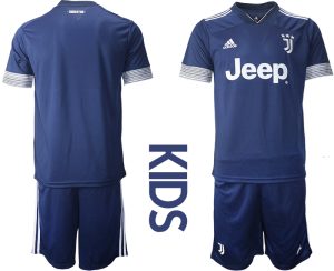 Neue Fussballtrikot Juventus Turin 2020-2021 Auswärtstrikot blau Kinder