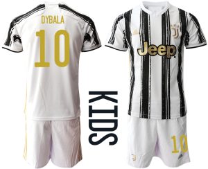 Personalisierbar Juventus Turin Kinder Heim Trikot 2020/21 weiß/schwarz DYBALA #10