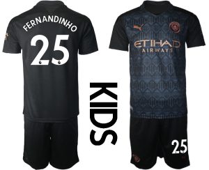 MAN CITY Kinder Manchester City Auswärtstrikot 2020-21 Trikotsatz schwarz/kupfer FRENANDINHO #25