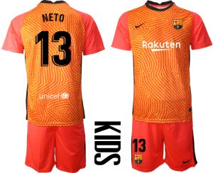 FC Barcelona 2020-2021 Goalkeeper Rot Fußballtrikots Set Kindertrikot NETO 13