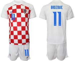 Herren Kroatien Heimtrikot WM-2022 weiß Battle Blue Günstig Fußballtrikots BROZOVIC #11