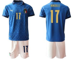IMMOBILE 17 Italien Heimtrikot EM 2020-2021 blau weiß Fußballtrikots Set