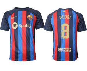 FC Barcelona 2022/23 Home Kit Heimtrikot Kurzarm Fussballtrikots PEDRI 8