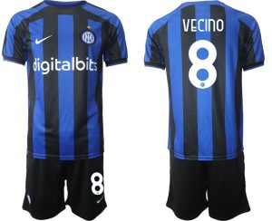 Herren Inter Mailand 2022-2023 Heimtrikot Blau Trikotsatz Online Bestellen mit Aufdruck VECINO 8