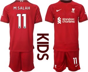 Kinder Fußballtrikots Liverpool Heimtrikot 2022/23 Rot Kurzarm + Kurze Hosen M.SALAH 11