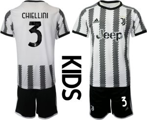 Kinderheim Juventus FC 2022-23 Trikot Deutschland Schwarz Weiß Trikotsatz CHIELLINI 3
