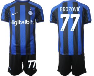 Neues Inter Mailand 2022-2023 Heimtrikot Blau für Herren Trikotsatz BROZOVIĆ 77