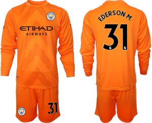 Manchester City Torwarttrikot für Herren 2022/23 langarm Orange Trikotsatz EDERSON M.31