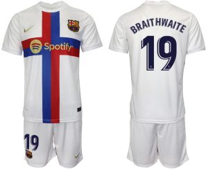 Neuen Fußballtrikots FC Barcelona 2022/23 Ausweichtrikot weiß für Herren Braithwaite 19