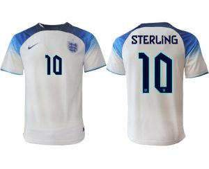 England FIFA WM Katar 2022 weiß blau Herren Heimtrikot mit Namen STERLING 10