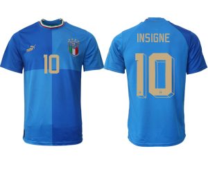 Herren Italien Trikots 2022-23 Heimtrikot Blau Kurzarm mit Aufdruck INSIGNE 10