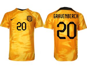 Herren Niederlande Heimtrikot WM 2022 Orange Kurzarm Fussballtrikots Günstig GRAVENBERCH 20