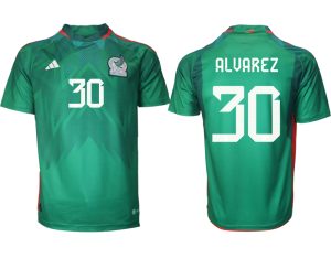 Mexiko FIFA WM Katar 2022 Heimtrikot grün Kurzarm mit Namen ALVAREZ 30