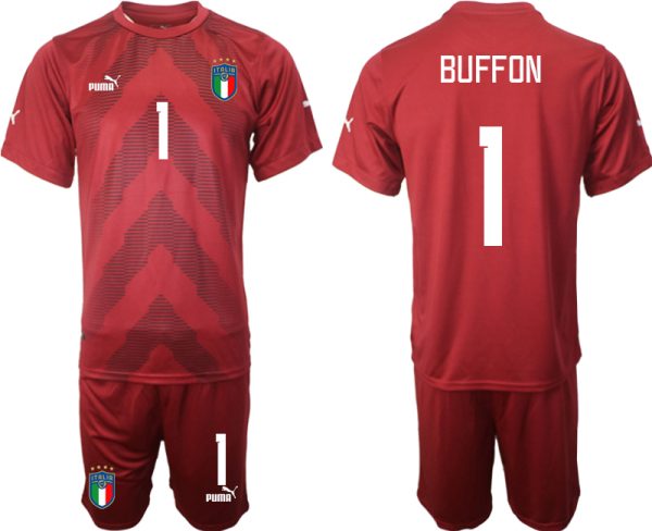 BUFFON #1 Herren Italien Torwarttrikot Fußball WM 2022 in rot Kurzarm Trikotsatz