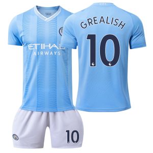Kinder Manchester City 2023-24 Heimtrikot Fußballtrikots Trikotsatz GREALISH 10