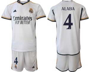 Herren Real Madrid Heimtrikot 2023-24 Fußballtrikots Trikotsatz mit Aufdruck ALABA 4