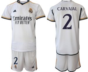 Herren Real Madrid Heimtrikot 2023-24 Fußballtrikots Trikotsatz mit Aufdruck CARVAJAL 2
