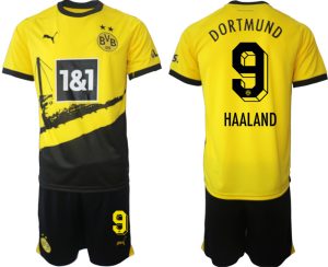 Günstige Fußballtrikots Set Borussia Dortmund BVB Heimtrikot 2023-24 mit Aufdruck HAALAND 9