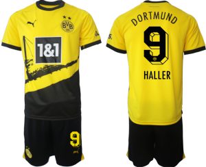 Günstige Fußballtrikots Set Borussia Dortmund BVB Heimtrikot 2023-24 mit Aufdruck HALLER 9