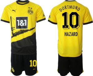 Günstige Fußballtrikots Set Borussia Dortmund BVB Heimtrikot 2023-24 mit Aufdruck HAZARD 10