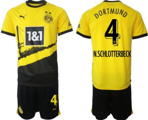 Günstige Fußballtrikots Set Borussia Dortmund BVB Heimtrikot 2023-24 mit Aufdruck N.SCHLOTTERBECK 4